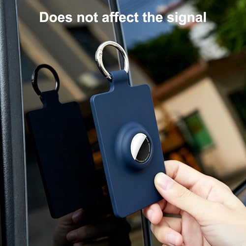Image of Card Holder for Tesla Keycard with AirTag Slot, Soft Silicone Key Card Protective Case Cover for Tesla Model 3 Y S X Cybertruck,Key Holder with Keychain Key Rings - 1 Pack,Blue