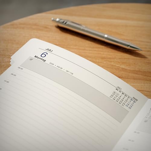 KaKa Dragon Kalender 2026 Terminplaner, Buchkalender Agenda, Deutsches Tagebuch Planer A5 Terminplaner 1 Tag 1 Seite mit Monatsregistern, (416 Seiten) Hardcover (Grey)
