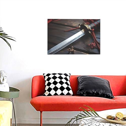 Impression HD épée de samouraï tableau mural premium pour salon