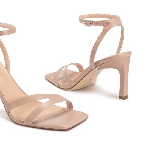 wetkiss Womens Heels Square Open Toe Strappy High Heels with Buckle Ankle Strap Heeled Sandals for Women Party Wedding Daily3