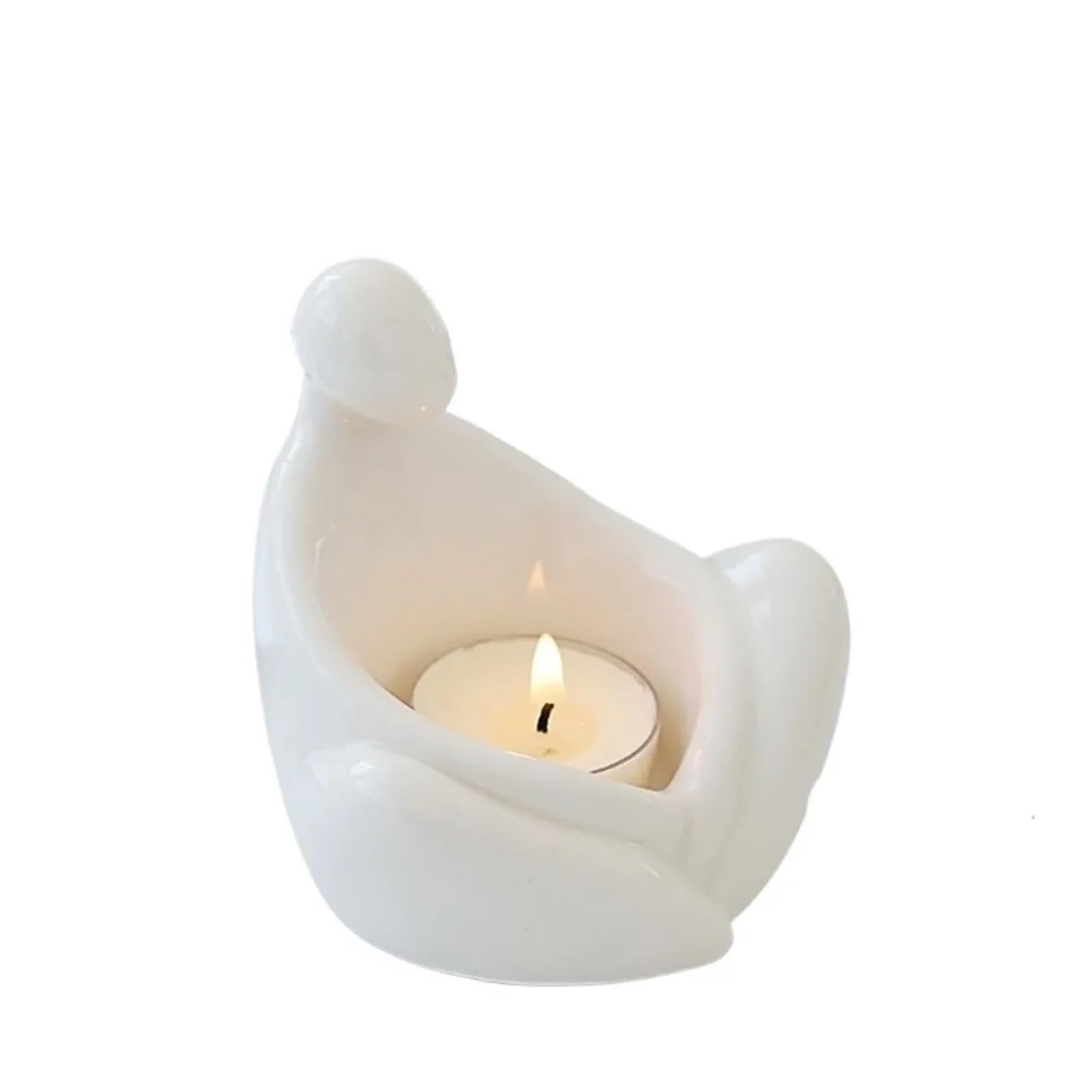 1Pair Ceramic Candlestick Heat Resistant Cartoon Animal Candle Holder White Tealight Living Room for Candle(Color5)