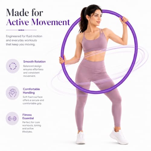 Image of SIGNAMIO Collapsible Hula Hoop for Weight Loss and Fitness - Inter-Lockable Pieces, Exercise Ring for Kids and Adults, Unisex Hula Hoop for Women and Men, Perfect for Gymnastics and Fun - Purple