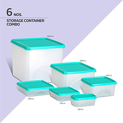 Image of Belocopia - 6 Piece Storage Container for Kitchen Set (7.2 L), Aqua Green