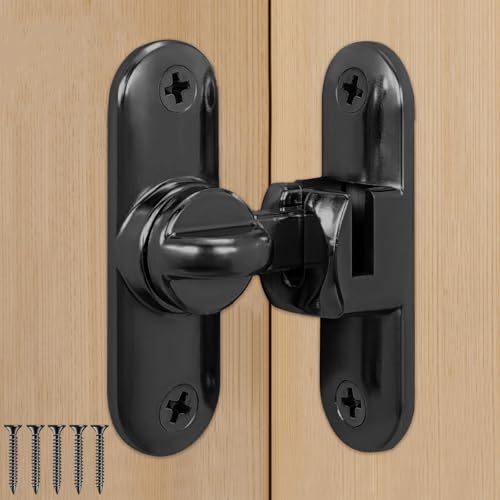 Serratura per Porta, 90/180 Scorrevole Chiusura per Porte Scorrevoli, Fienili, Bagni, Finestre, Cucine, Ecc (Nero)