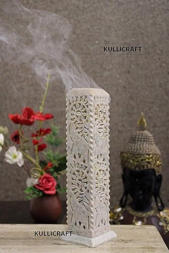 Image of Marble Carving Agarbatti Stand, Combo | Soapstone Hand-Carved, Incense Burner Holder, Ash Catcher for Incense Sticks, Spiritual Decor for Puja Room