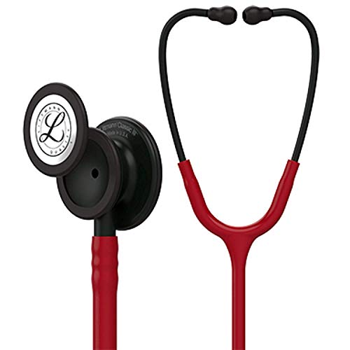 Image of 3M Littmann Classic III Monitoring Stethoscope, Black-Finish Chestpiece Burgundy Tube, 27 inch, 5868