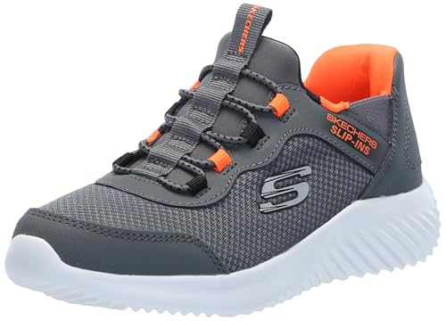 Skechers Kids Bounder - Brisk-Burst Sneaker, Charcoal/Orange, 7 Toddler