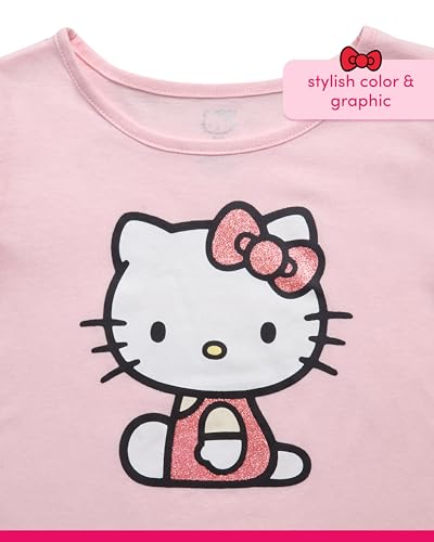 Image of Hello Kitty Girls Skort Set - 2 Piece Graphic Crewneck Top and Short Skort Cute Outfit Set (Sizes: 2T-12)