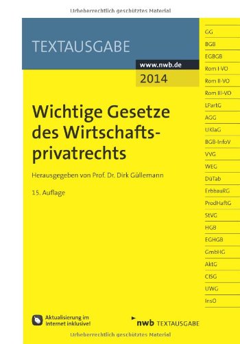 Wichtige Gesetze des Wirtschaftsprivatrechts Wichtige Gesetze des Wirtschaftsprivatrechts