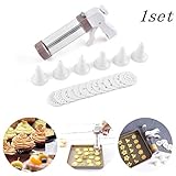 Backset: Dieses Set verfügt über 6 Zuckergussdüsen und 16 Ausstechschalen, die sich perfekt zum Formen von Keksen und professionell gestalteten Kuchenzutaten eignen. Probieren Sie Kekse in verschiedenen Formen, um köstliche Desserts zuzubereiten.