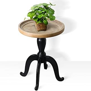  Rustic Farmhouse Cottagecore Accent End Table, Natural Tray Top Side Table Nightstand for Family, Dinning or Living Room, Handcrafted Finish, Modern, 18" L x 18" W x 25" H (Black)