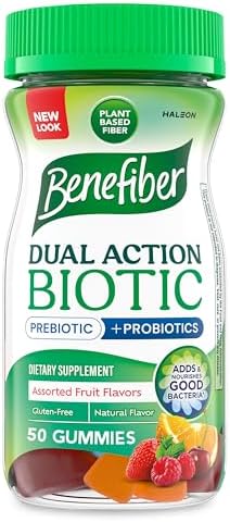 Benefiber Prebiotic Fiber Supplement Gummies with Probiotics for Digestive Health, Assorted Fruit Flavors – 50 Count