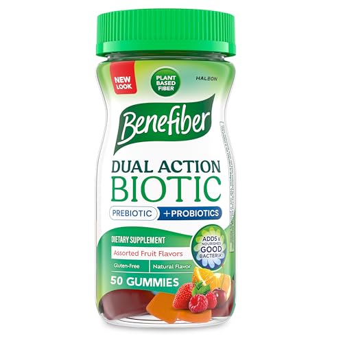 Benefiber Prebiotic Fiber Supplement Gummies with Probiotics for Digestive Health,