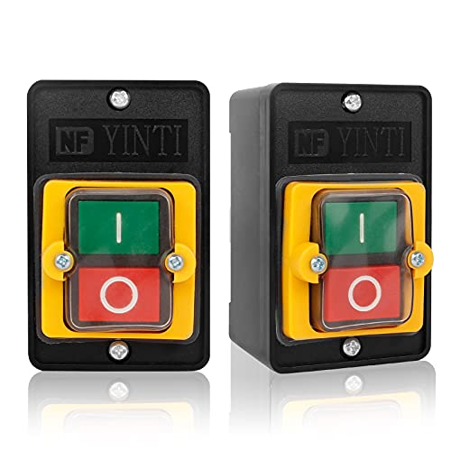 Interrupteur à Bouton Poussoir, 2 Pcs Commutateurs à Bouton-poussoir pour Équipements Mécaniques et Machines Textiles, Bouton-poussoir Imperméable Peut Contrôler Directement le Moteur(AC220V / 380V)