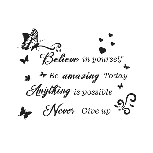 1 Piece Inspirational Butterfly Wall Sticker, Art Sticker, Removable Quote Wall Sticker for Hallway, Bedroom, Living Room, Stairs, Kitchen