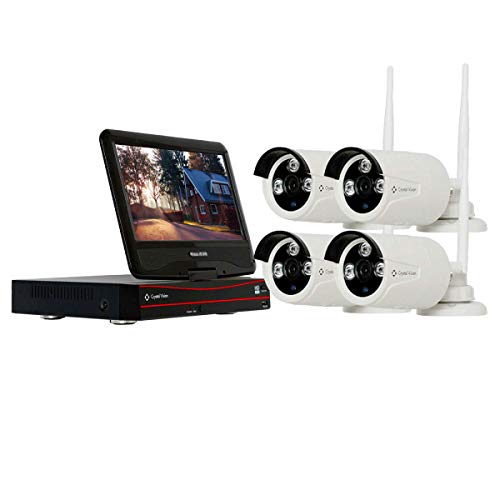 (2020 Upgraded Ver.) [4CH] Crystal Vision CVT804A-20WB All-in-One 1080P Full HD Wireless Surveillance System NVR CCTV w/ 2TB HDD, Built-in Monitor & Router, 2MP Camera Auto Pair