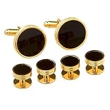 RFME Cufflinks N's Stainless Steel Carbon Fiber Tuxedo Shirt Cufflinks and Formal Shirt Studs Set Fo