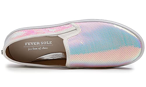 Image of FEVERSOLE Women's Fashion Sparkle Sequin Embellished Sneaker Party Holiday Casual Shoes