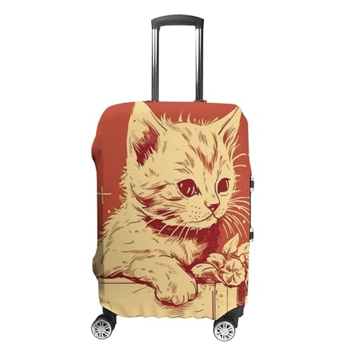 Carry on Luggage Cover Cat Lying on The Box Suitcase Covers for Luggages Tsa Approved Travel Luggage Sleeve Protector Elastic Suitcase Protector Anti-Scratch Washable Fits 19-30 Inch Case -L