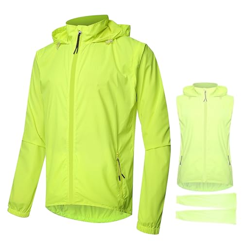 CFDFDA Fahrrad-Laufjacke für Herren und Damen mit abnehmbaren Ärmeln und...