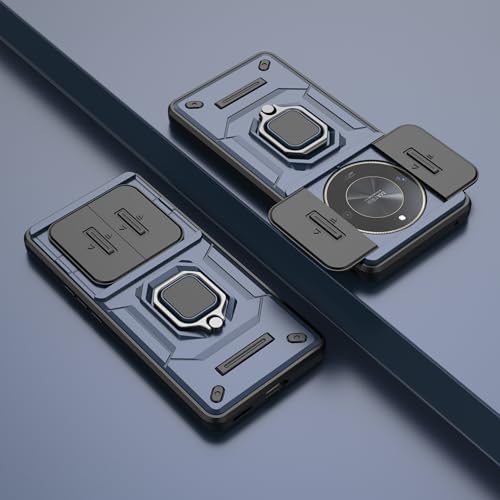 Image of Thermoplastic Polyurethane Camshield Pro Case With Slide Camera Protection And Ring Stand Bumper Back Case Cover For Honor X9B 5G (Blue)