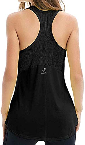 YINI - Camiseta de Tirantes de Malla con Espalda Cruzada para Yoga,...