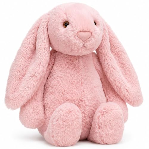 Image of Pink Bunny Plush Toy 40 cm | Ultra Soft Stuffed Rabbit Plush Animal | Cute Cuddly Bunny Doll for Kids | Birthday Gift for Boys & Girls | Nursery & Bedroom Decor