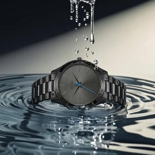 Image of BUREI Men's Wrist Watch, Analog Stainless Steel Dress Waterproof Quartz Watch for Men with Japanese Movement,Refined Gifts for Men, Boyfriend, Husband, Dad