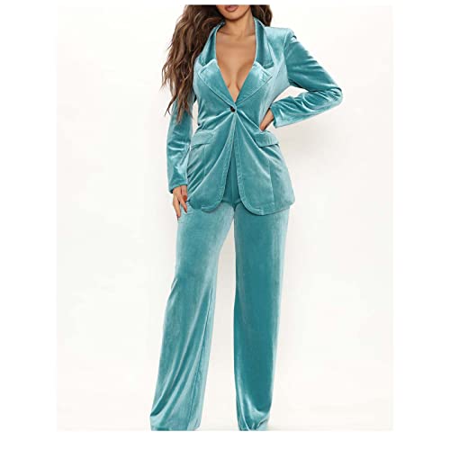 Hgps8W Women's Business Blazer Pant Suit Set Velvet 2 Piece Outfis For Office Lady Work Wedding Tuxedos #TOP1
