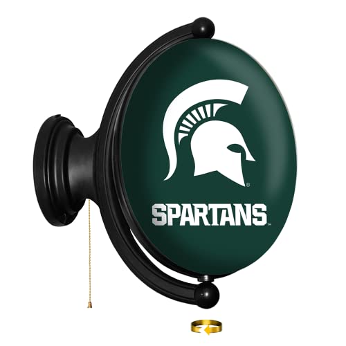 The Fan-Brand Michigan State Spartans: Original Oval Rotating Lighted Wall Sign - Football, Basketball & Baseball Wall Decor - College Sports Decor for Home, Office, Game Room, Fan Cave & Garage - USA Made