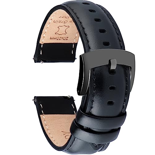 Image of OTTOODY Leather Watch Bands Quick Release, Elegant Top Grain Leather Watch Straps for Men & Women, Choice of Color & Width - 18mm, 19mm, 20mm, 21mm or 22mm Wristbands Bracelet for Watch & Smartwatch