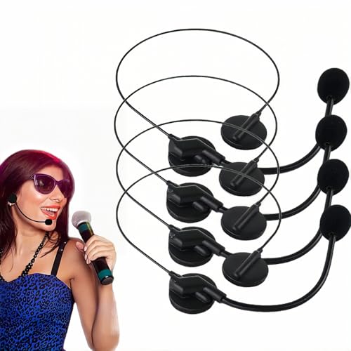 4 peças brinquedo falso para auriculares, microfone e auriculares falsos, microfone de plástico utilitários para cenário divertido (preto)