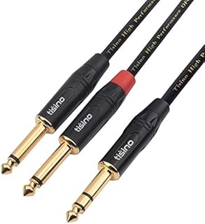 Tisino 6.35mm TRS Stereo Jack to Dual 6.35mm TS Mono Plug Y-Splitter Insert Cable Lead- 1m