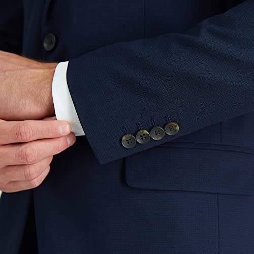 Haggar Men's Premium Stretch Tailored Fit Subtle Pattern Suit Separates-Pants, Navy-Jacket, 42 S4