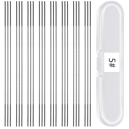 TXErfolg 24 Pièces Lames de Scie à Chantourner 130mm Scie a Chantourner avec boîte en plastique Nr.5 Lames de Scie en Acier Carbone pour Bois, Plastique,...