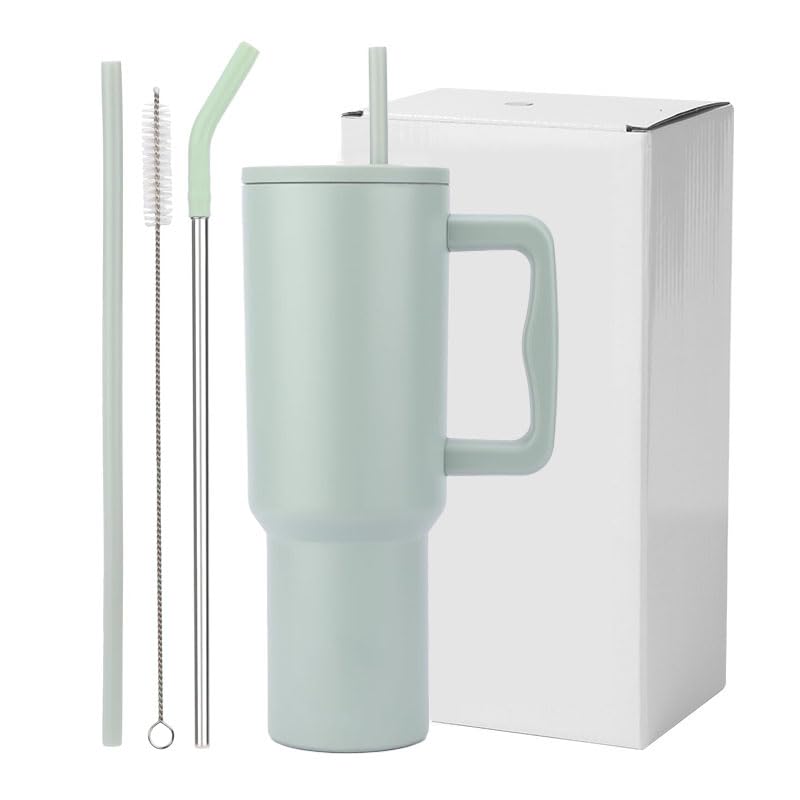 PEIPUS Stainless Steel Tumbler with Steel and Plastic Straw,1200ml Capacity Double Insulated Cup 100% Leak Proof Mug Cupholder for Gym, Travelling and Office (Pista)