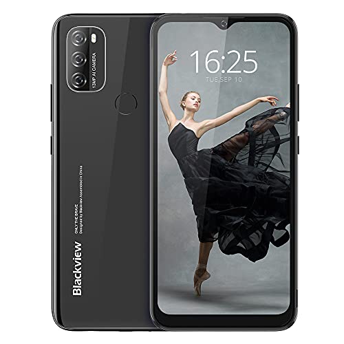Blackview A70 (E) Smartphone ohne Vertrag Android 11, 6.517 Zoll HD mit 5V/2A, 3GB RAM+32GB Speicher Octa-core, 13MP+5MP Kamera, Fingerabdruck Sensor, 4G Handy Dual SIM Schwarz