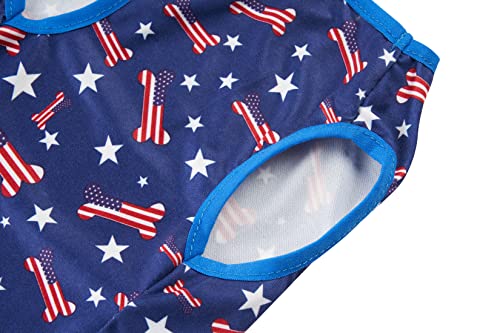 Bone American Star 4Th Of July Dog Shirt Puppy Shirts Cotton Stripe Pet Clothes Small 12" Back Length #TOP3