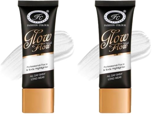 Image of FASHION COLOUR Glow with Flow Professional Face & Body Highlighter | All Day Shinny | Long Wear | Highlighter for Face & Body | Illuminating Liquid Highlighter with Dewy finish | 35ml | Shade 04