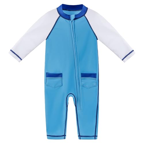 Image of Dovio Baby Swimsuit UPF 50+ Sun Protection One Piece Zipper Beach Swimwear for Little Boys Girls Toddler