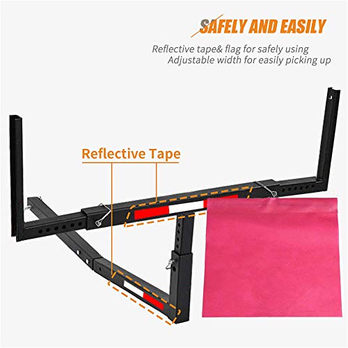 SUNCOO Pick Up Truck Bed Hitch Extender Adjustable Steel Extension Rack with Flag for Boat Lumber Long Loads Ladder Rack Canoe Kayak Long Pipes Lumber Black