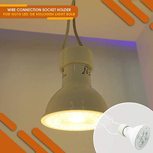 Demasled Gu10 Ceramic Socket Lamp Connector With Wire Length 4 Inch - 10,5Cm. Base Holder For Led Halogen Cfl Light Dimmable 10 Pack #TOP4