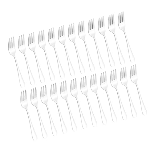 SOLUSTRE 24pcs Multi Functional Stainless Steel Dessert Fork Portable Forks for Fruits Cakes and Daily Dining and Wear Resistant Cutlery for Home and Events