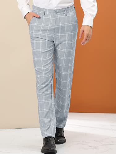 Lars Amadeus Men's Plaid Dress Pants Regular Fit Flat Front Prom Checked Trousers2