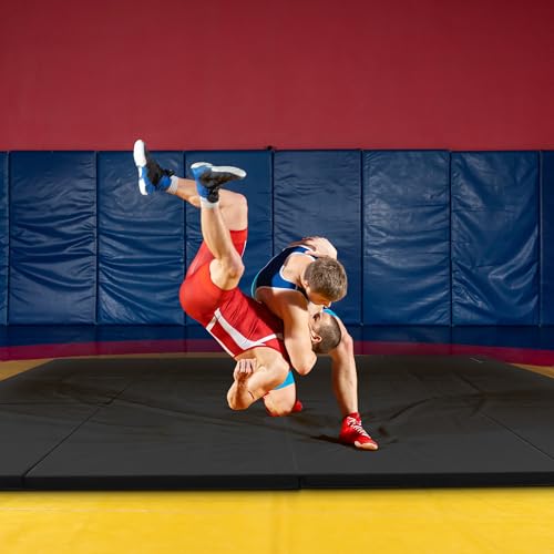 balancefrom 10x4 feet 4-panel folding gymnastics mat  2-inch thick pad with vinyl surface and carrying handles for tumbling yoga pilates home workouts and martial arts