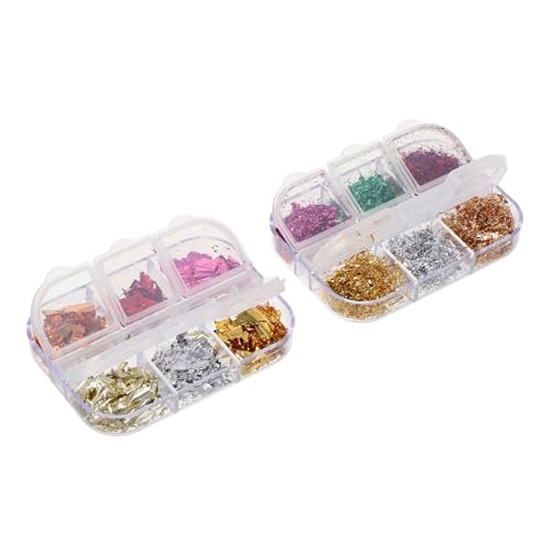 Ipetboom 2 Boxes Colorful Holographic Nail Glitter of Sparkly Aluminum Flakes for Nail Art Crafts Durable Metallic Easy to Apply Versatile Decorations for Women