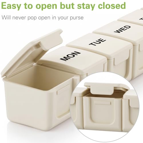 Image of BUG HULL Weekly Pill Organizer Large 2 Packs, Extra Large Travel Pill Organizers, Pill Box 7 Day, Travel Pill Case, Medicine Pill Organizer for Medications (Black+Beige)