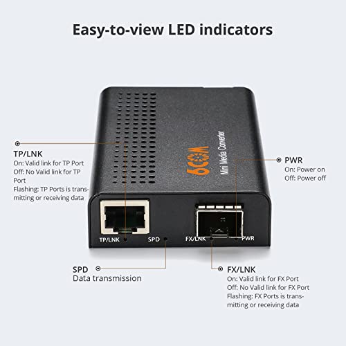 Image of Mini 10G Ethernet Network Media Converter, Unmanaged 1x 100M /1G /2.5G /5G /10GBase-T RJ45 to 1x 10GBase-X SFP+ Slot 10Gigabit Ethernet Media Converter, AC 100V~240V or DC 5~12V Optional