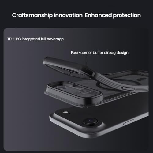 Image of PRITO Nilkin Magnetic Case for iPhone Air (17 air), Compatible MagSafe, Case with Camera Cover, Magnetic 17 Air Case Ultra-Thin Design, Shock Protection (Transparent Black, 17Air)