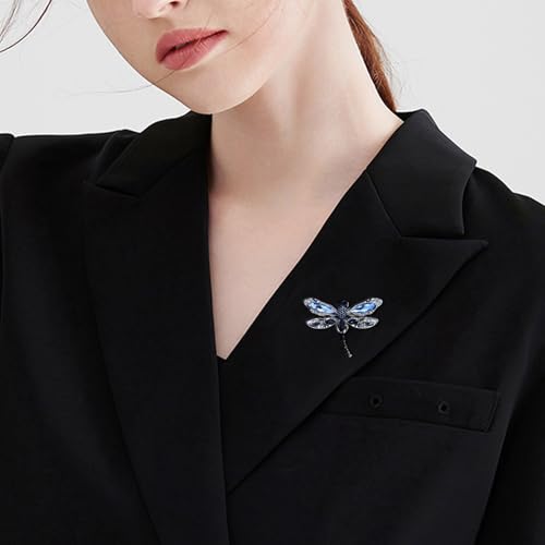 Image of Dragonfly Brooch Rhinestone /Enamel Dragonfly Brooches Lapel Pin for Women Elegant Outfits Dragonfly Jewelry Gifts